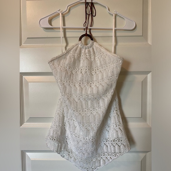 A. Byer Tops - Y2k White lace halter top
